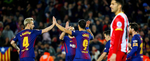 Barcelona's players celebrating