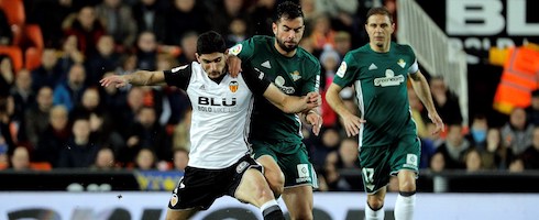 Valencia's Gonzalo Guedes against Real Betis