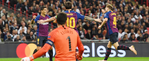 Barcelona's players celebrate
