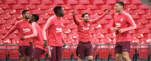 Barcelona players training
