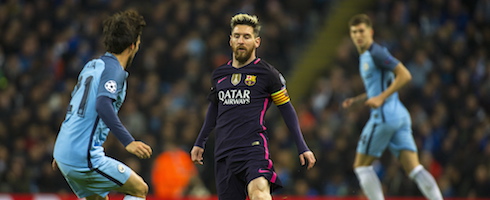 Barcelona's Lionel Messi against Manchester City