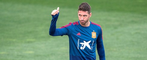 Sergio Ramos training with Spain