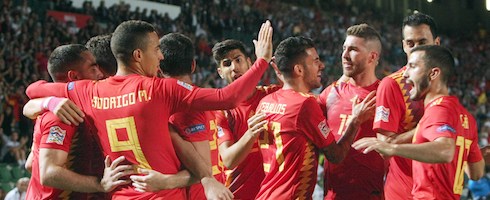 Spain players celebrating