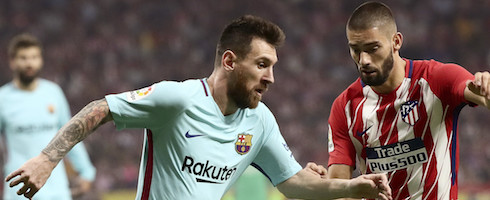 Barcelona's Lionel Messi against Atletico Madrid