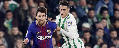 Barcelona's Lionel Messi against Real Betis