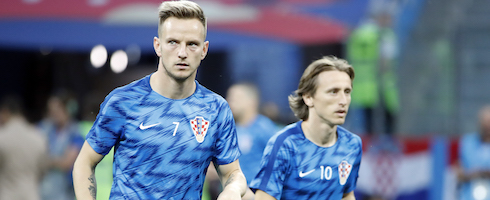 Croatia's Ivan Rakitic with Luka Modric