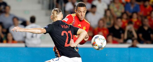 Spain's Rodrigo Moreno against Croatia