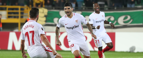 Sevilla players celebrating