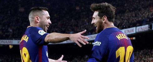 Barcelona duo Jordi Alba and Lionel Messi
