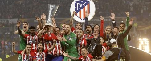 Atletico Madrid lifting the Europa League