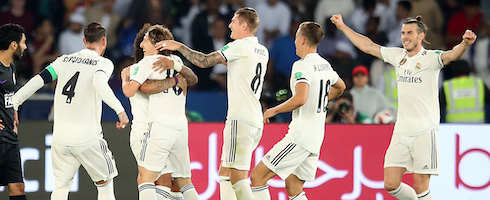 Real Madrid players celebrating