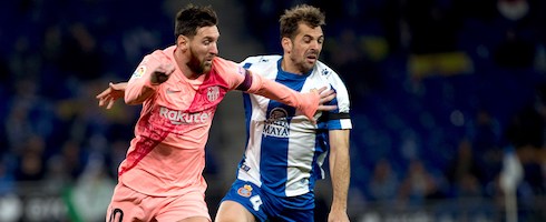 Barcelona's Lionel Messi against Espanyol