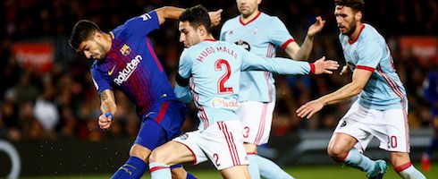 Barcelona's Luis Suarez against Celta Vigo