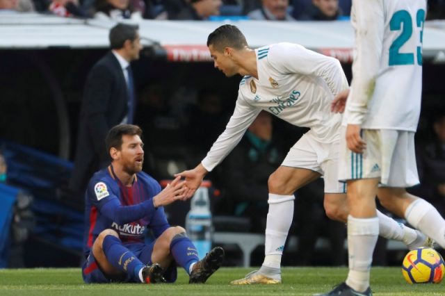 Lionel Messi with Cristiano Ronaldo