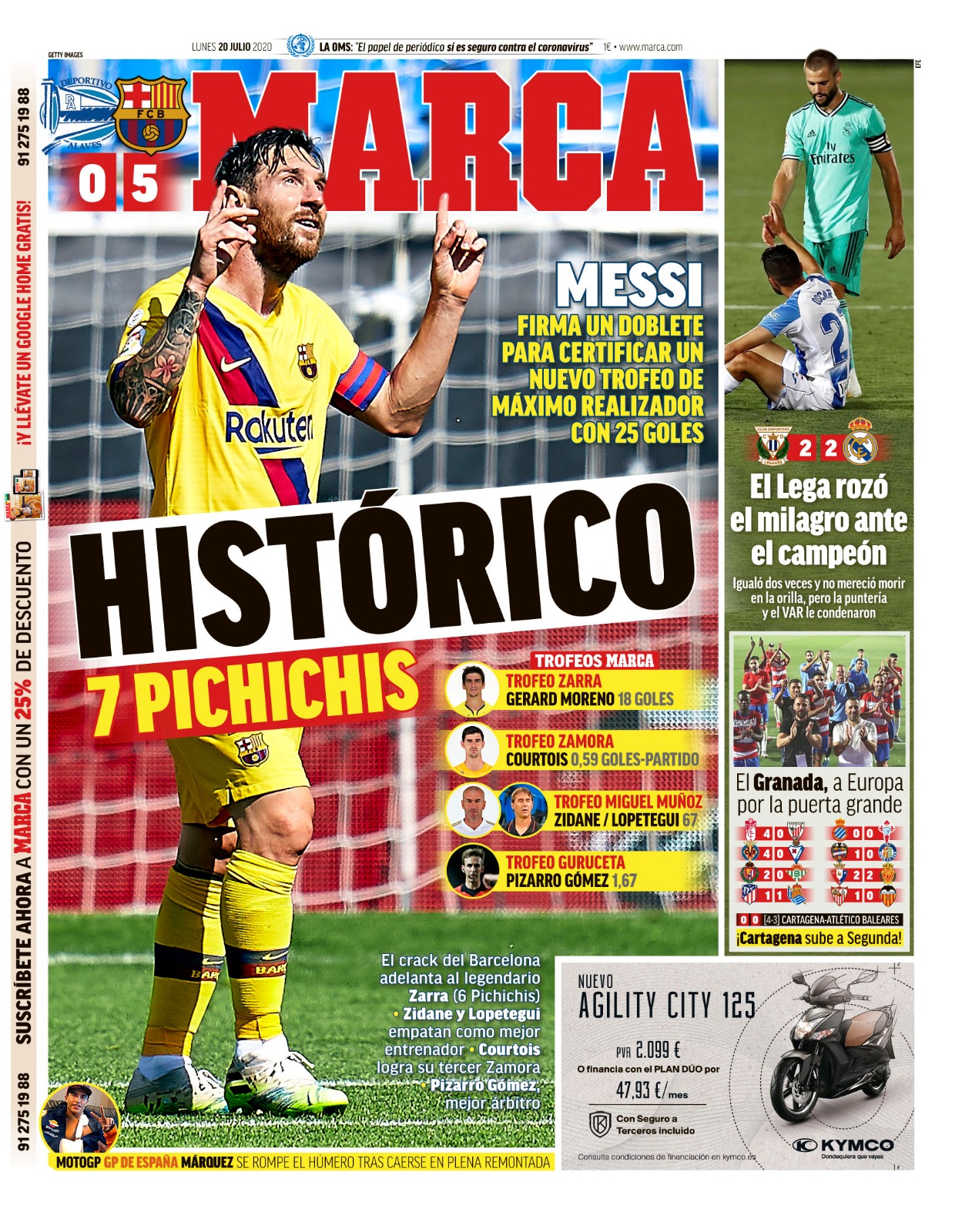 Today S Spanish Papers Lionel Messi Wins Record Seventh Pichichi Granada Seal Europa League Spot And Barcelona Make La Liga Pledge For 21 Football Espana