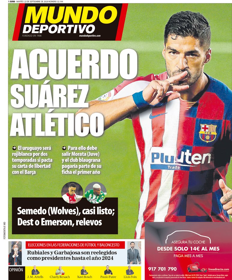 Today's Spanish Papers: Luis Suarez's move to Atletico Madrid dominates the headlines - Football España