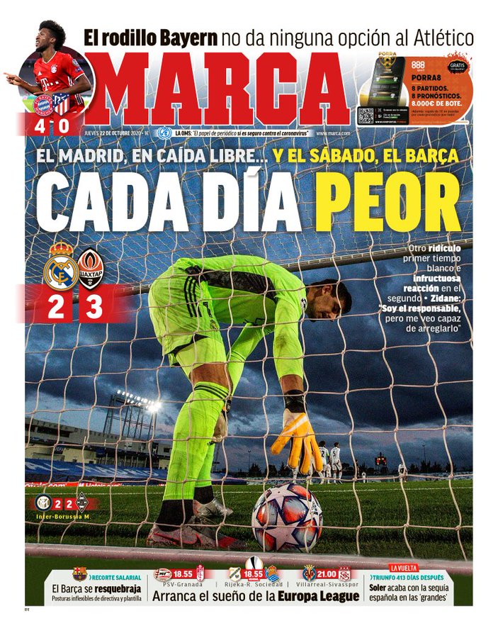 Today's Spanish Papers dominated by Real Madrid nightmare ...