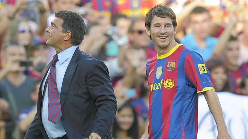 Joan Laporta and Lionel Messi