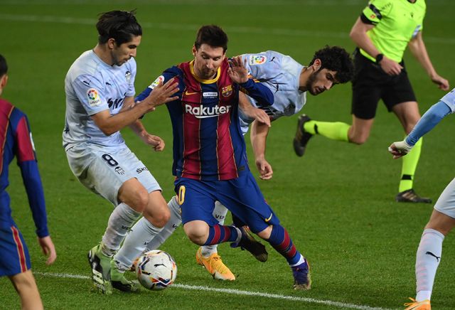 Barcelona captain Lionel Messi against Valencia