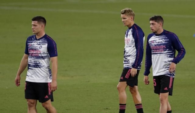 Real Madrid players in training