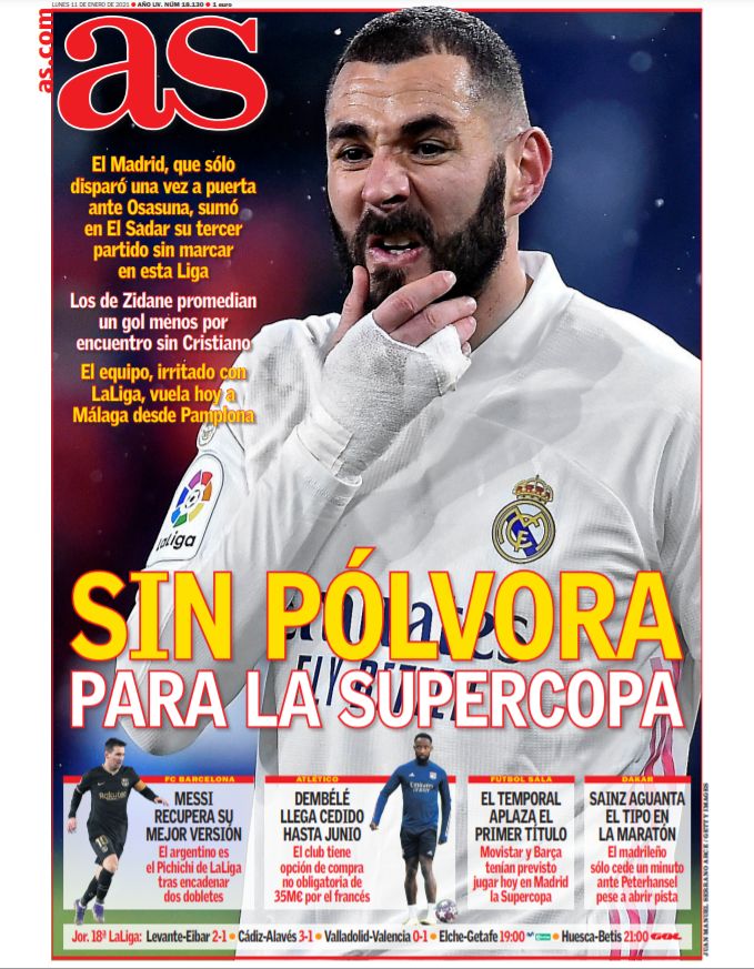 Today S Spanish Papers Real Madrid To Stay In Pamplona Ahead Of Supercopa Clash In Malaga And Antoine Griezmann Is Reborn In 21 Football Espana