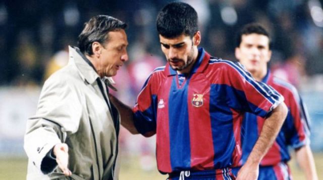 Johan Cruyff and Pep Guardiola