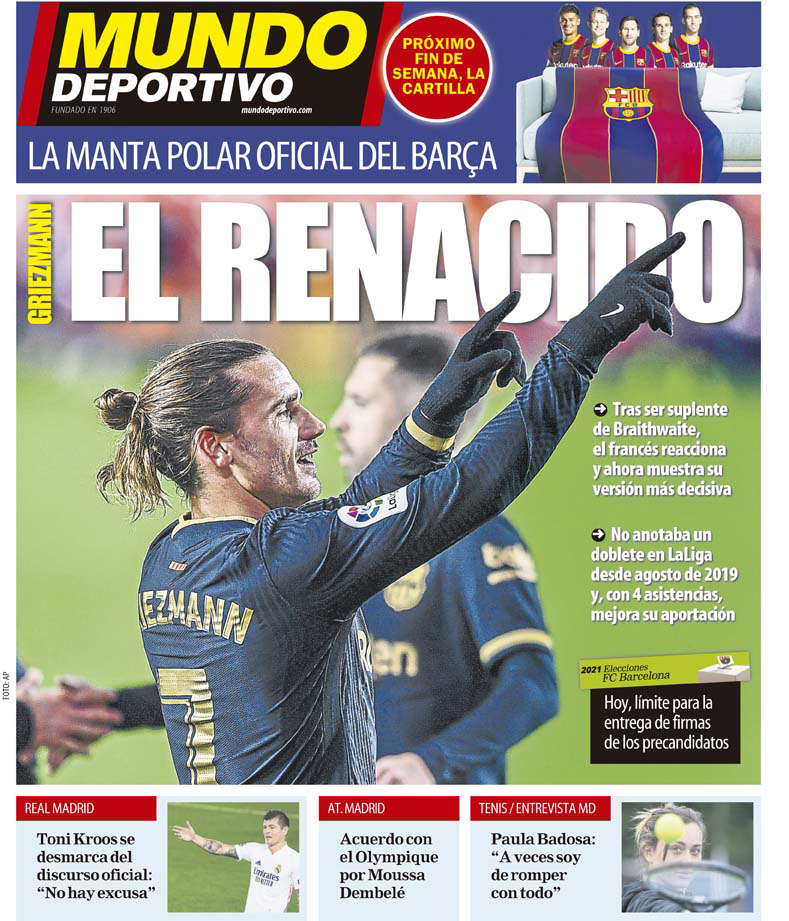 Today S Spanish Papers Real Madrid To Stay In Pamplona Ahead Of Supercopa Clash In Malaga And Antoine Griezmann Is Reborn In 21 Football Espana