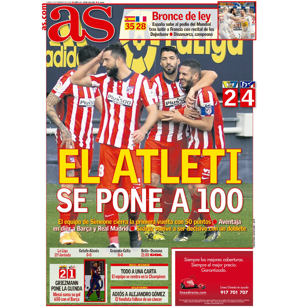 Today's Spanish Papers: Atletico Madrid suffer giant-killing while  Barcelona climb to third - Football España