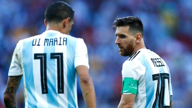 Argentina pair Angel Di Maria and Lionel Messi