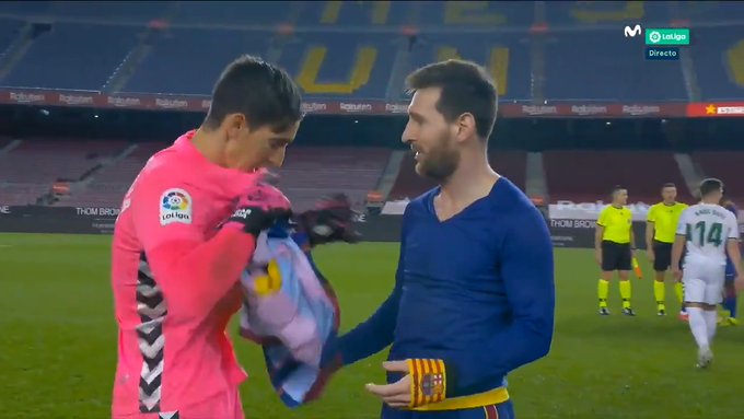 Lionel Messi and Edgar Badia