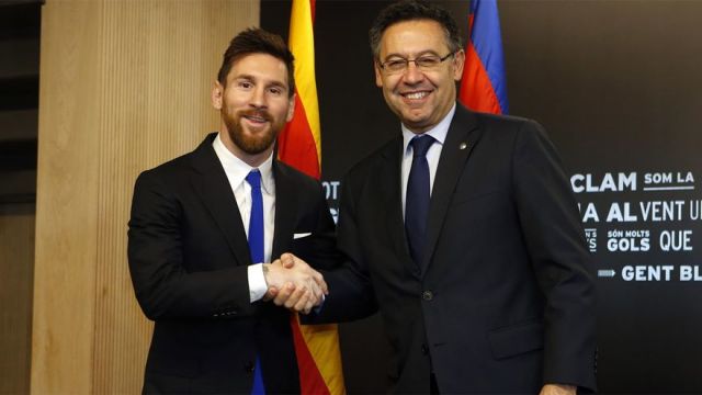 Lionel Messi and Josep Maria Bartomeu