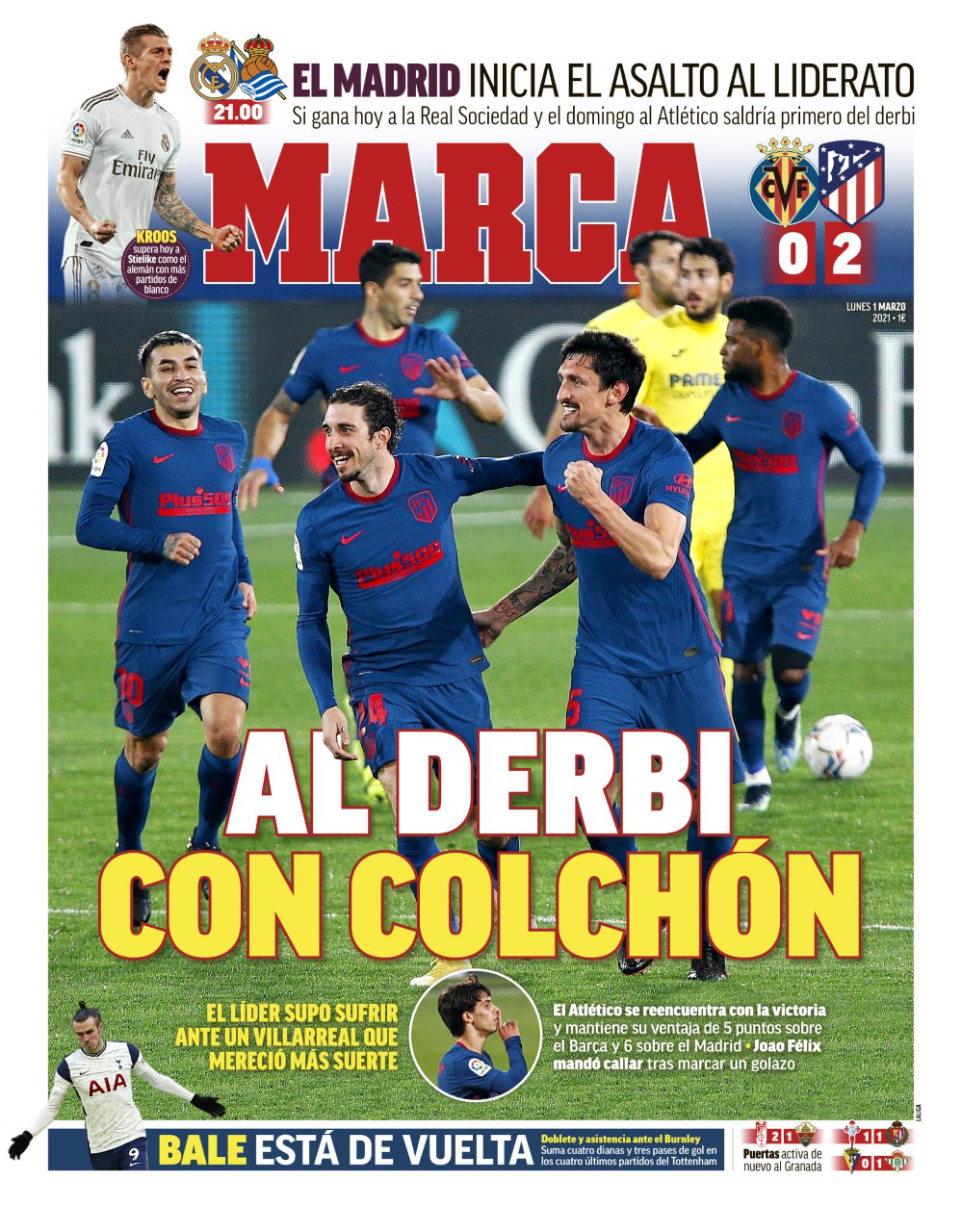 Today S Spanish Papers Atletico Madrid Go Five Points Clear With Villarreal Win And Barcelona Ready For Sevilla Copa Showdown Football Espana