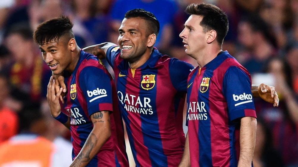 Dani Alves, Lionel Messi and Neymar at Barcelona