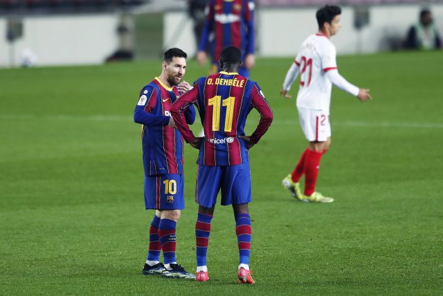 Lionel Messi y Ousmane Dembele