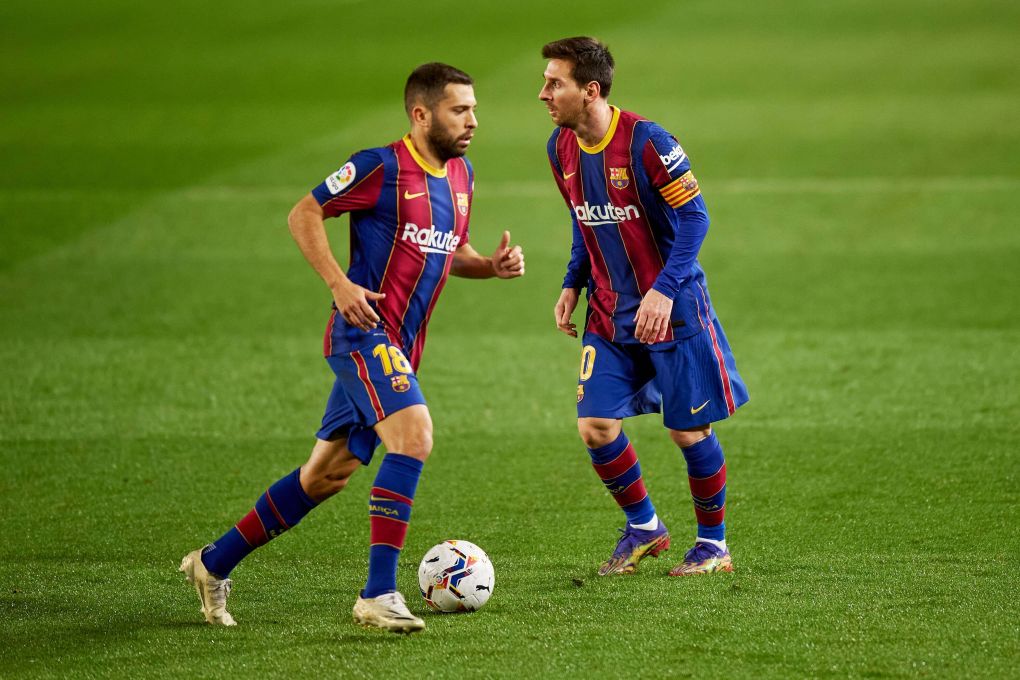 Jordi Alba and Lionel Messi