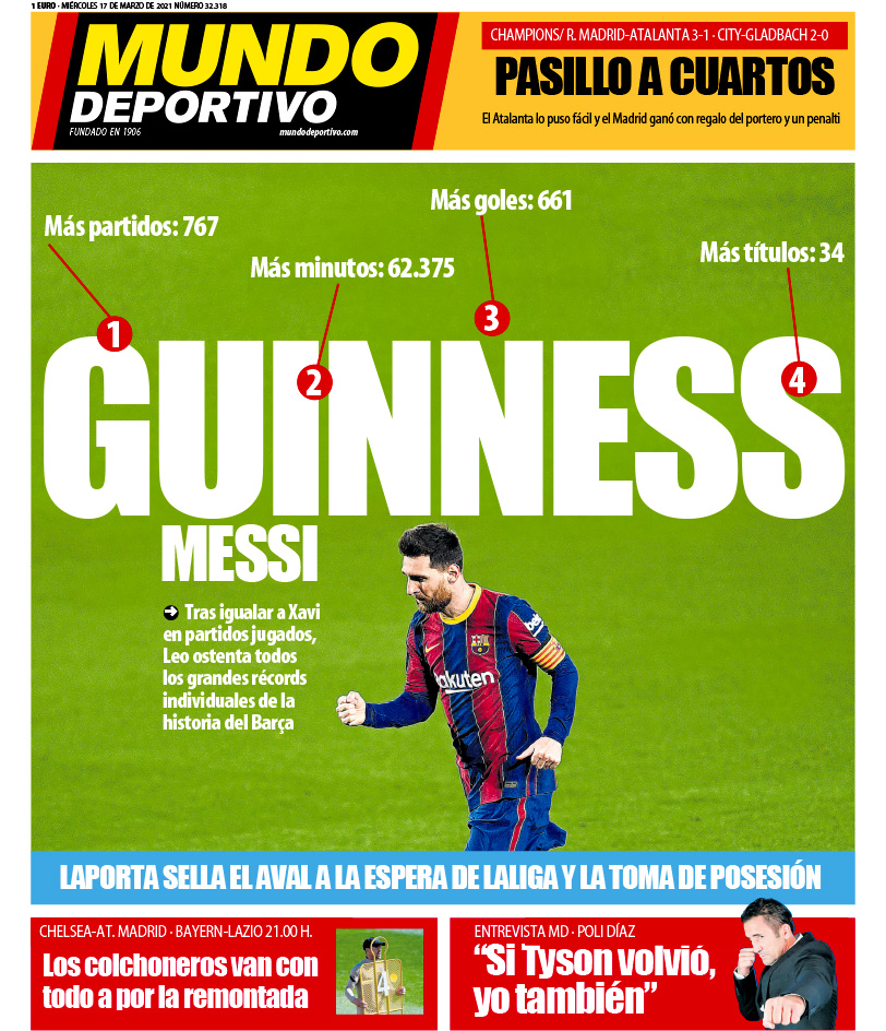 أوراق اليوم: ريال مدريد متعطش للأبطال بينما ليونيل ميسي مدرج في موسوعة جينيس للأرقام القياسية
