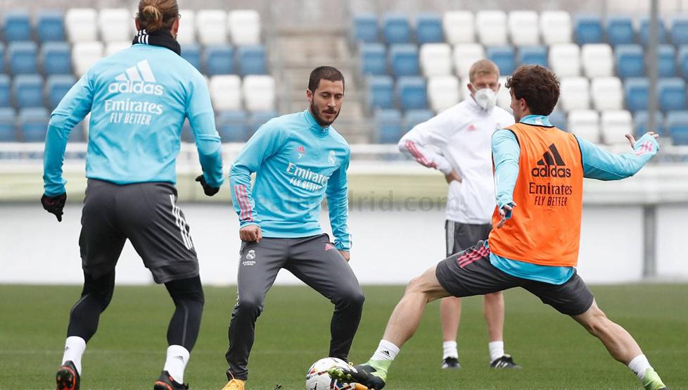 Sergio Ramos and Eden Hazard in Real Madrid training