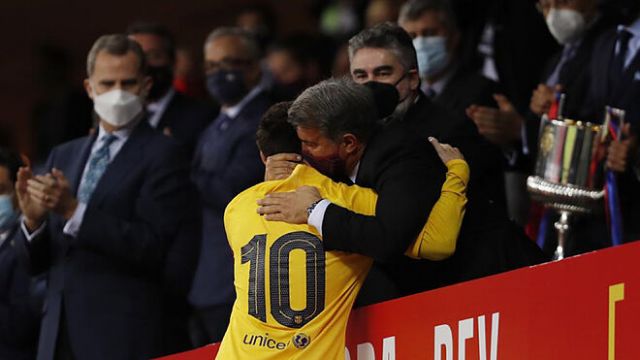 Lionel Messi y Joan Laporta