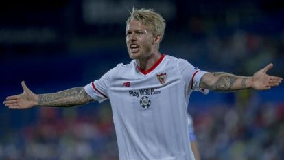 Simon Kjær wearing the new World Cup jersey for Denmark