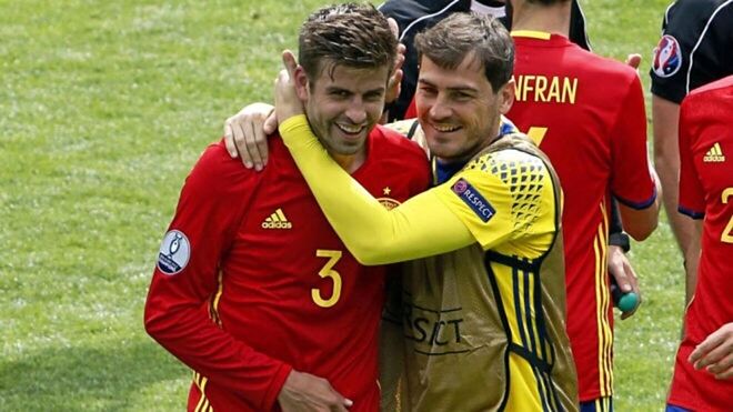 Gerard Pique and Iker Casillas