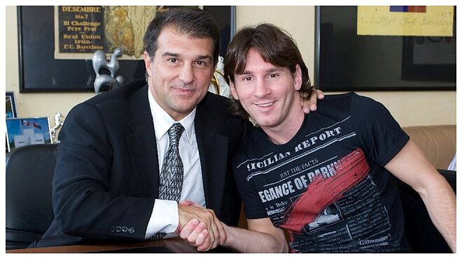 Joan Laporta and Lionel Messi