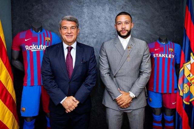 Joan Laporta and Memphis Depay