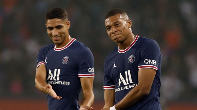 Achraf Hakimi and Kylian Mbappe