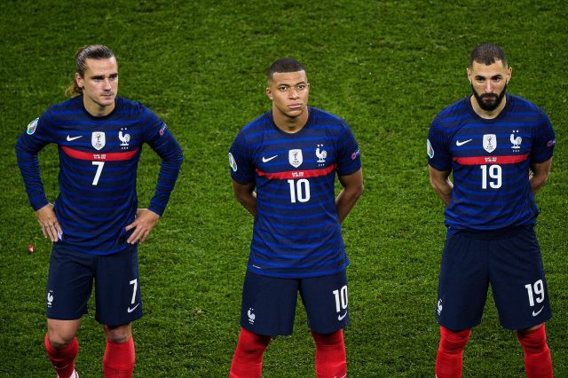 Antoine Griezmann, Kylian Mbappe and Karim Benzema