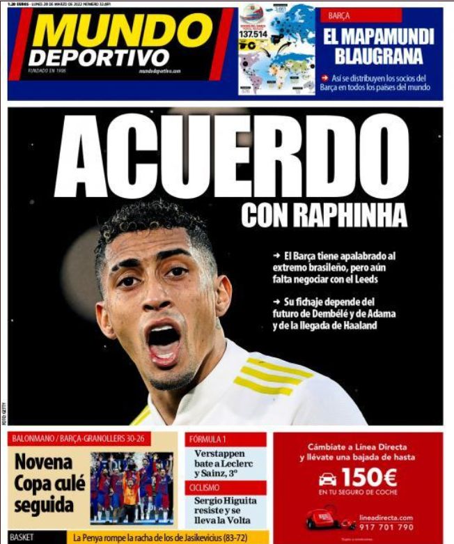 El Barcelona llega a un acuerdo con Raphinha mientras el Real Madrid mira a Tchouameni