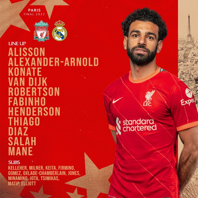 Liverpool FC - Mané, Salah, van Dijk, Thiago e Alisson