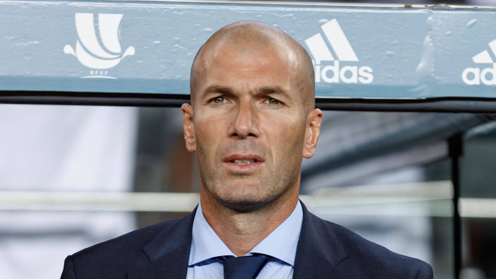  Zinedine Zidane looking on during the semi-final match between Portugal and France.