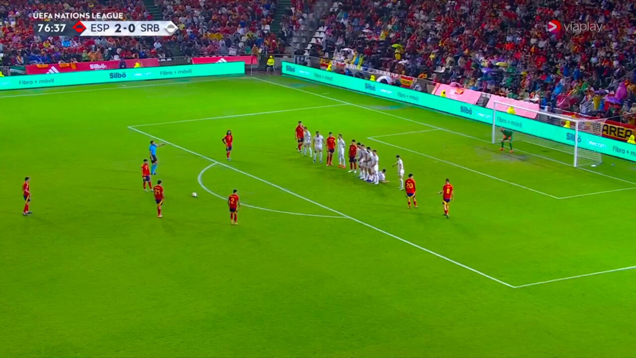 WATCH: Alex Baena scores stunning free-kick as Spain add third goal against Serbia