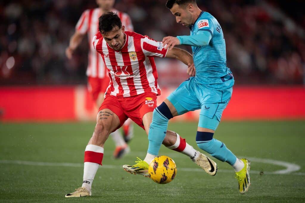 Pubill in action for Almeria against Athletic.