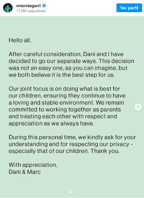 Ter Stegen statement on separation